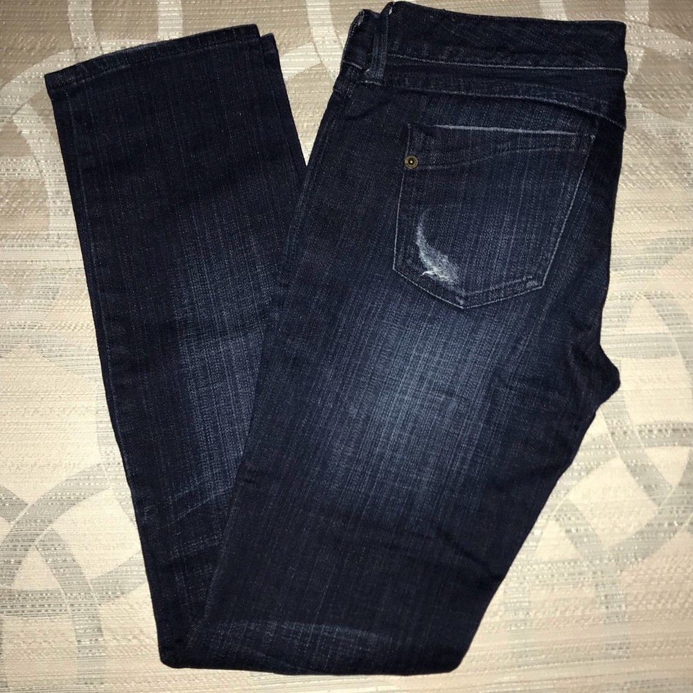 Express distressed dark wash jeans!